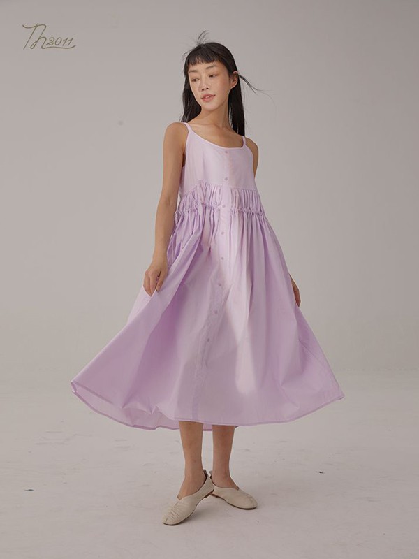 TH20112021春夏季紫色纯色吊带裙