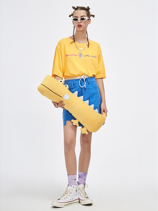 木果果木女装2021春夏季黄色字母T恤