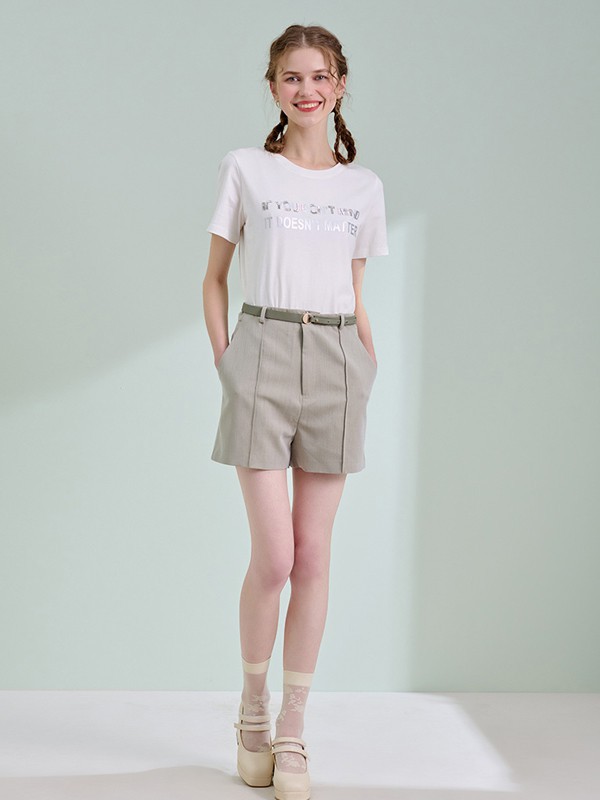 轩日女装2021春夏季白色字母T恤