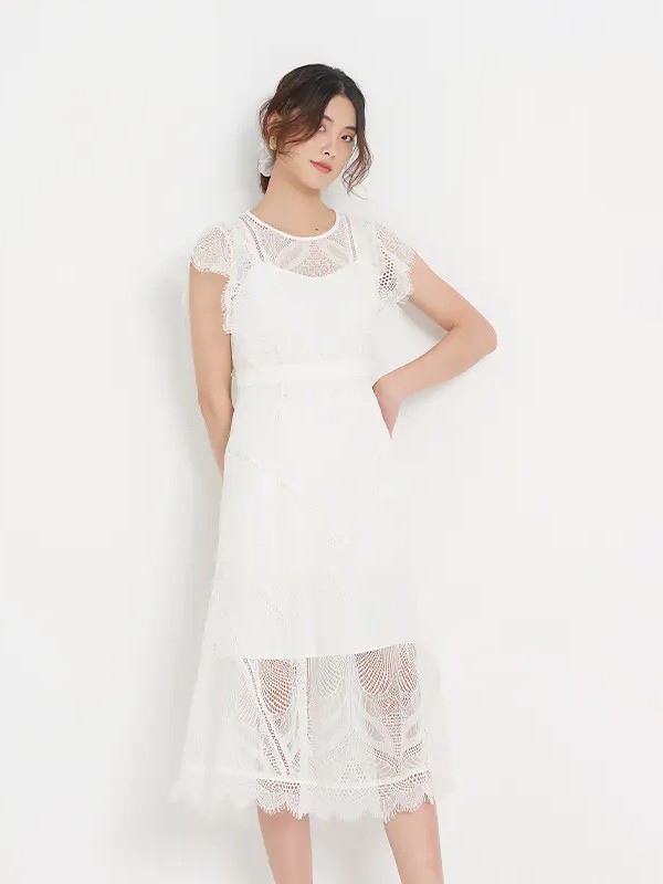 新作女装2021春夏季白色纯色连衣裙