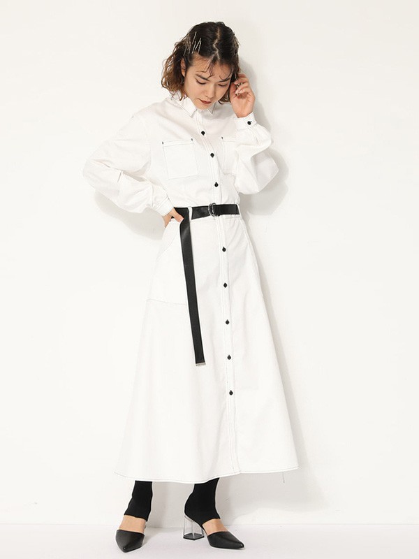 SLY2022秋冬季白色衬衫裙