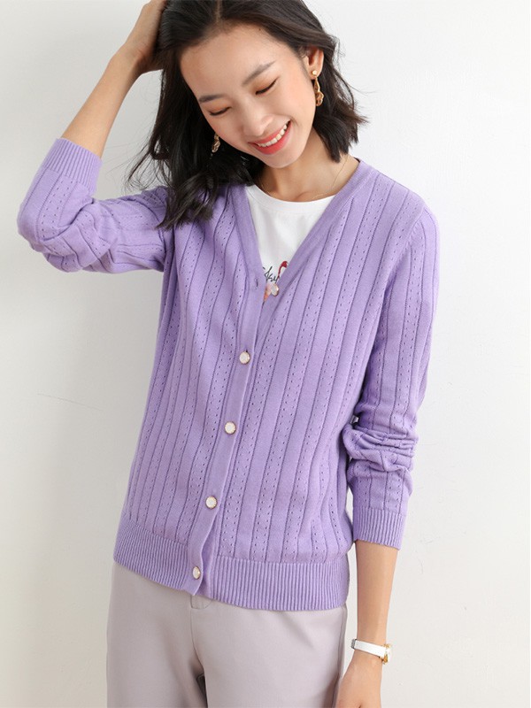 熙世界女装2022秋冬季紫色针织衫