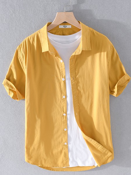 氧气先生男装2022秋冬季黄色衬衫