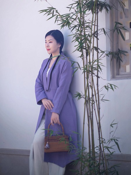 木棉道女装2022秋冬季紫色外套