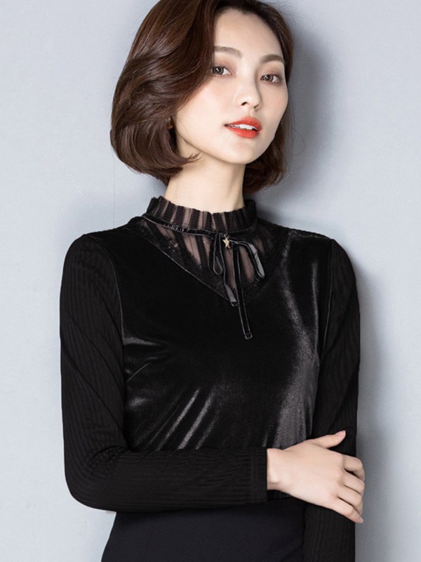 伽依妩女装2022春夏季黑色上衣