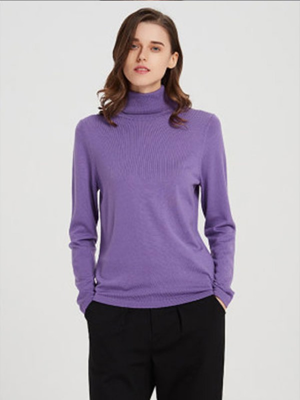 万丽女装2022秋冬季紫色针织衫