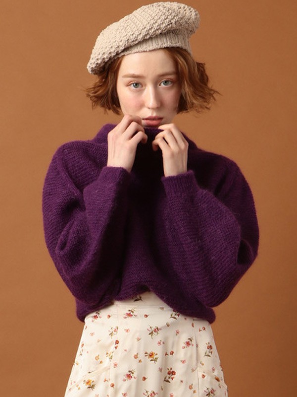 Deicy2022秋冬季紫色毛衣