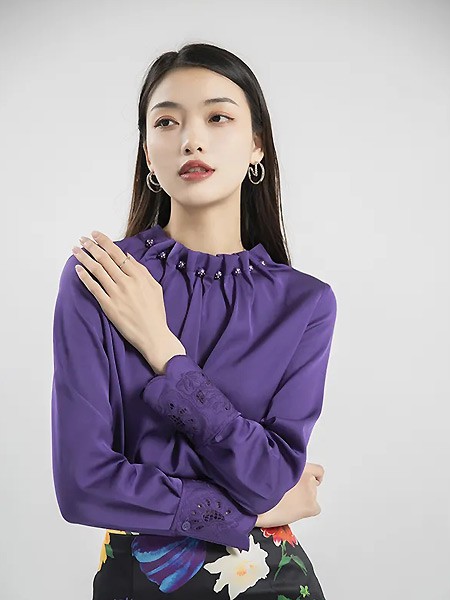 奕辰2023春夏季紫色衬衫