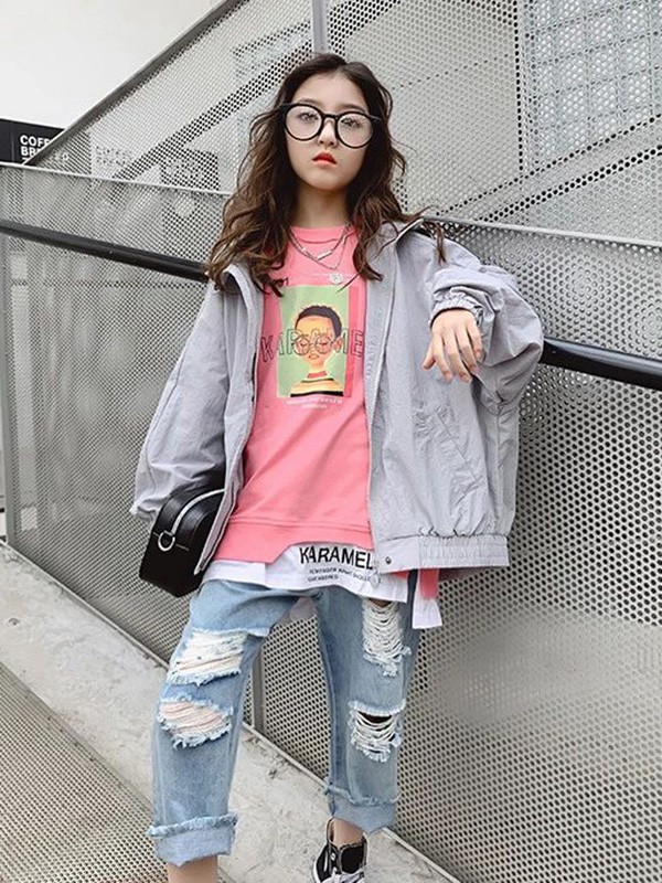 卡拉美童装2022秋冬季粉色T恤