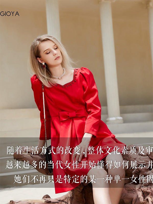 兰迷雅LACOWGIOYA女装2022秋冬季红色连体衣