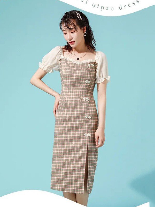 韩依瑞女装2023春夏季棕色连衣裙