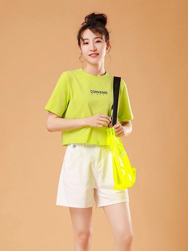 韩依瑞女装2023春夏季绿色T恤