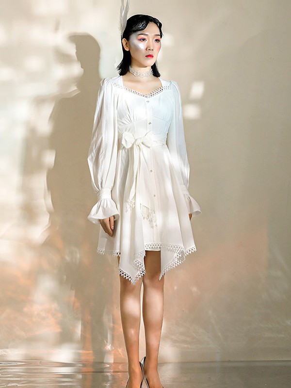 OceanFlame2023春夏季白色连衣裙
