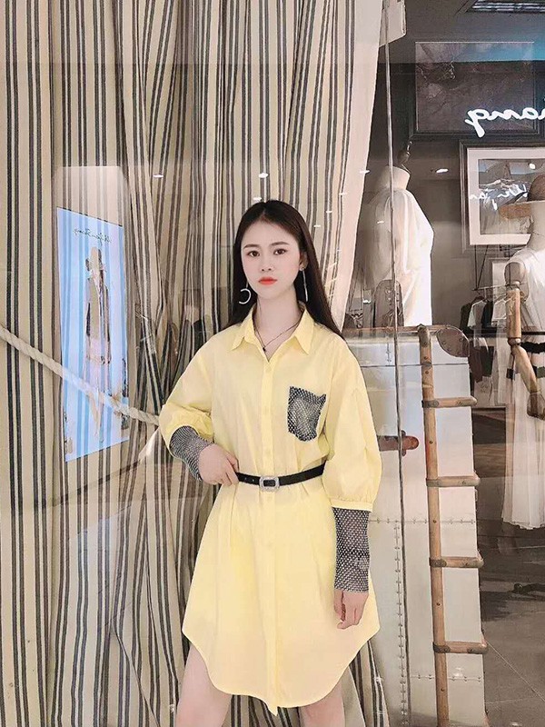 范卡图2023春夏季黄色衬衫裙