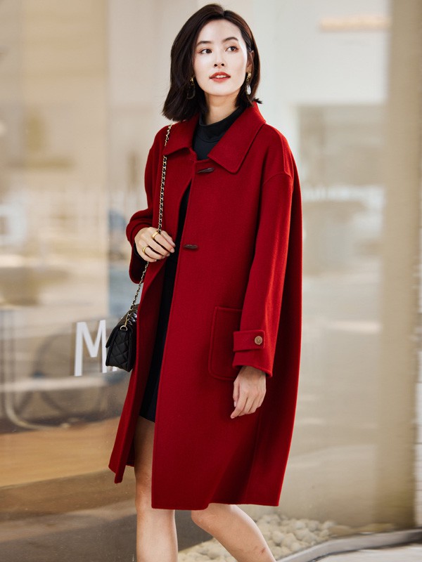 雅各·卡洛女装2022秋冬季红色大衣