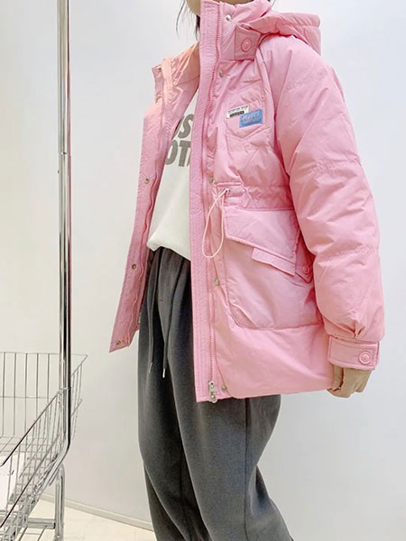 千城THOUSANDCITY女装2022秋冬季粉色派克服