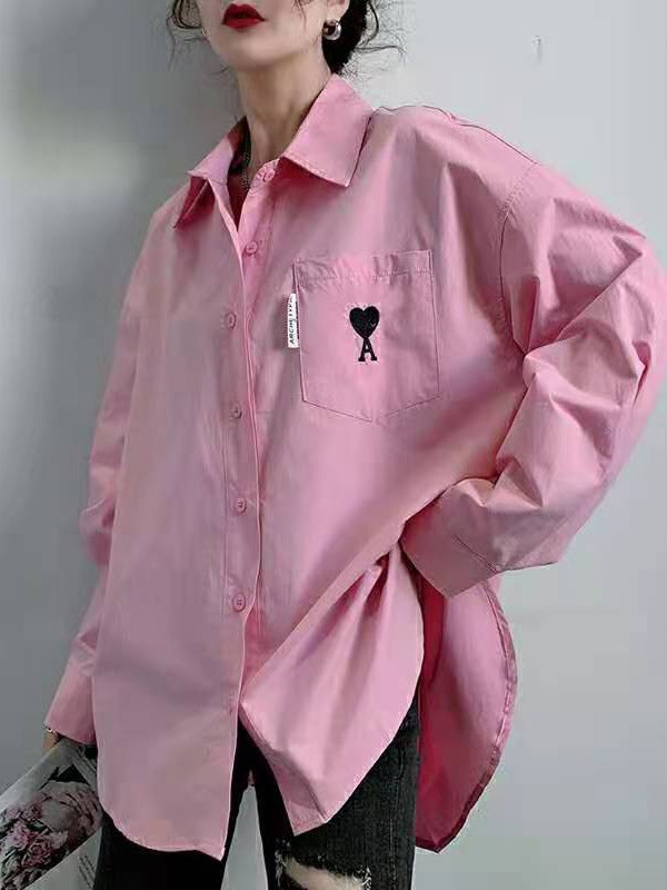 乖一点女装2022春夏季粉色衬衫