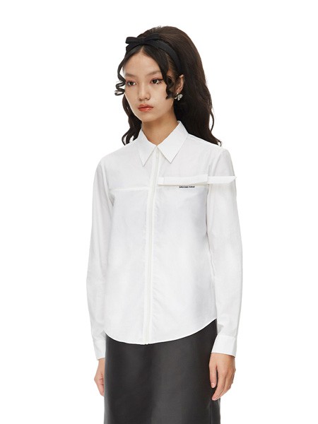 SHUSHU/TONG女装2023春夏季白色衬衫