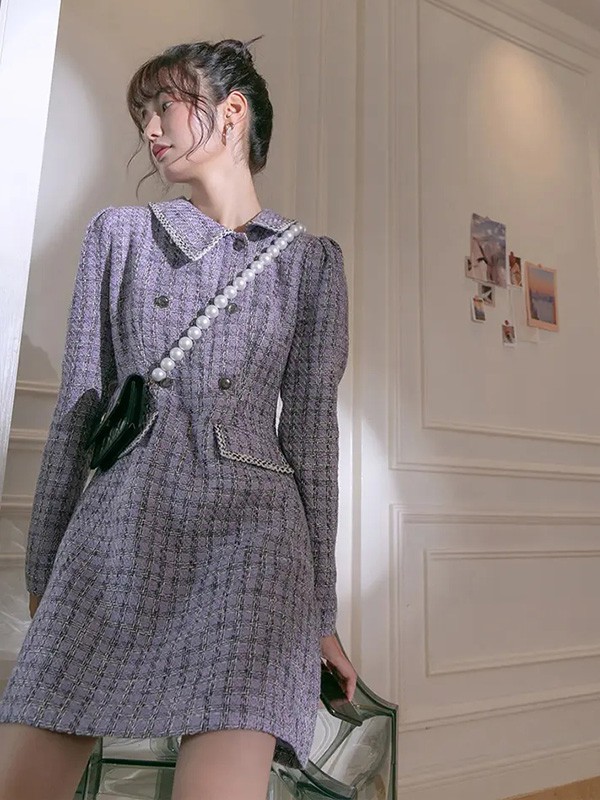 SANDRO2022秋冬季灰色连衣裙