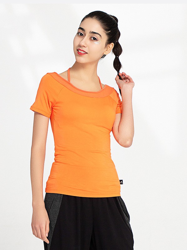 Pieryoga运动装2023春夏季橙色T恤