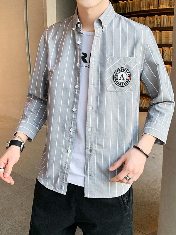 FapaiLead男装2023春夏季灰色衬衫