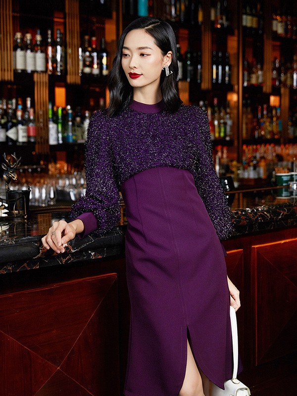 FleurWood2022秋冬季紫色半身裙