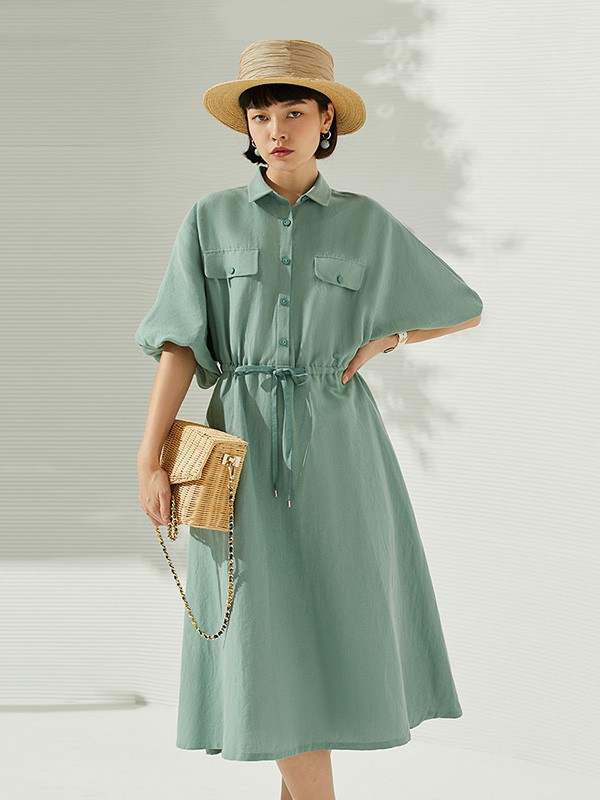 AMIIREDEFINE2023春夏季绿色衬衫裙