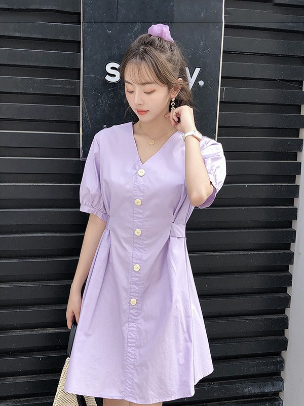 KRSEED2023春夏季紫色连衣裙