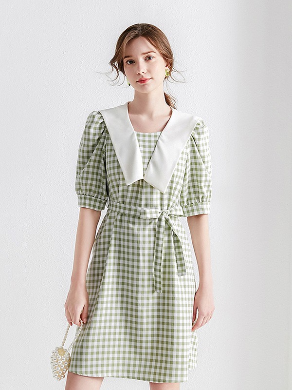 PIPO2023春夏季绿色连衣裙