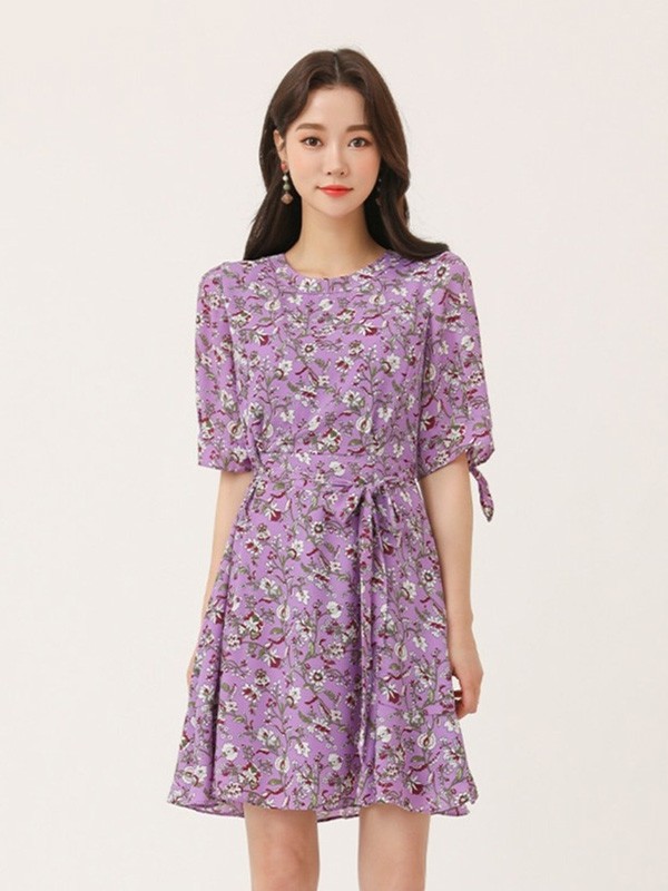 soup2023春夏季紫色连衣裙