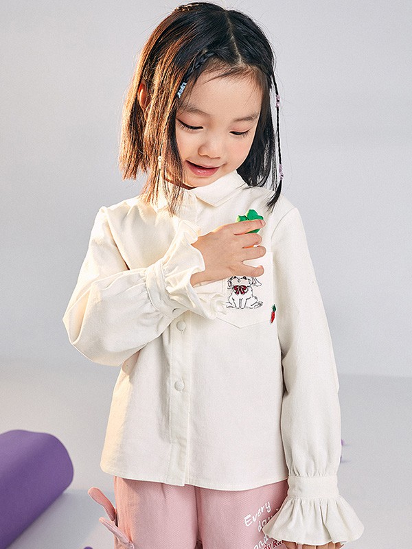 MiniPeace童装2022春夏季白色印花衬衫
