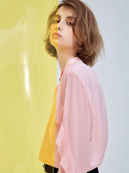 M.STUDIO女装2022春夏季粉色纯色衬衫