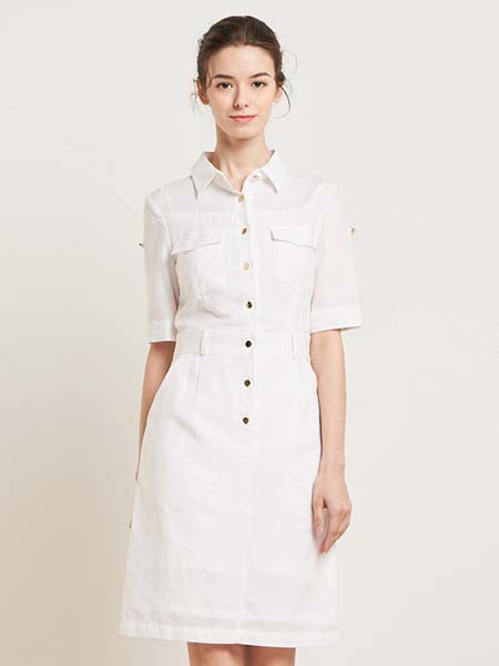 埃迪拉女装2022春夏季白色纯色连衣裙