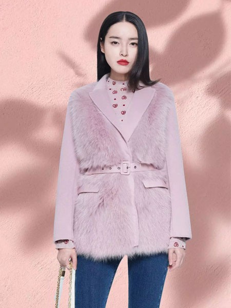 芭蒂娜女装2021秋冬季粉色纯色外套