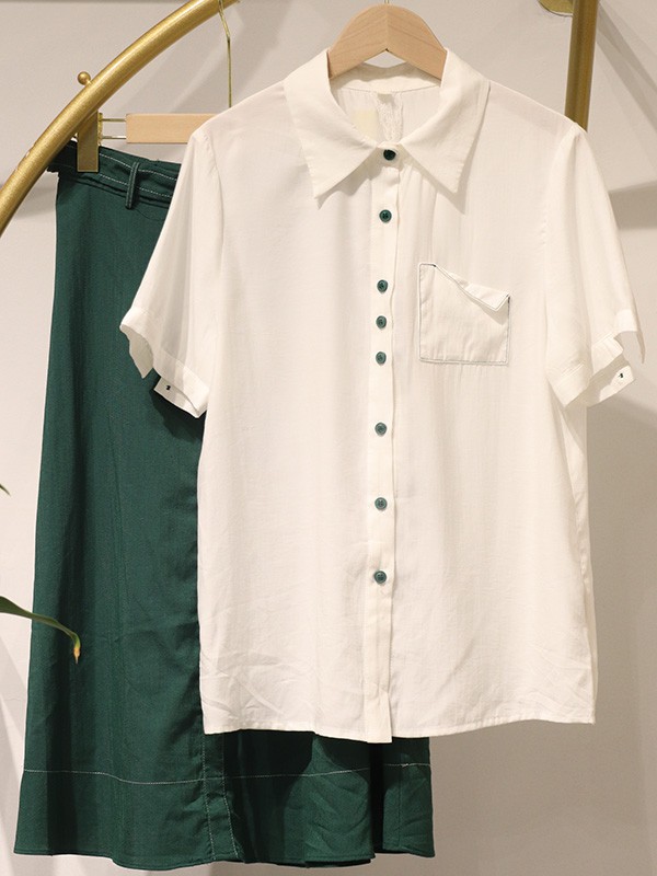 枫雅嫚2022春夏季白色衬衫