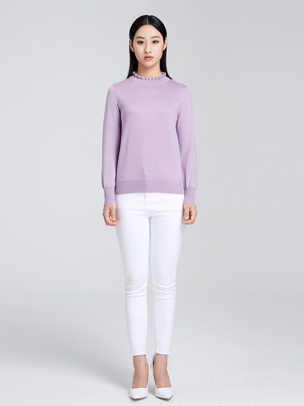 庄子女装2022春夏季紫色雪纺衫