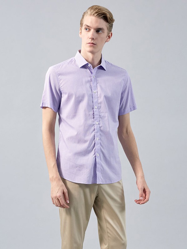 VASTO男装2022春夏季紫色衬衫
