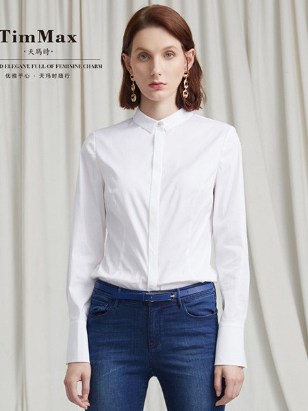 TIMMAX女装2022春夏季白色衬衫