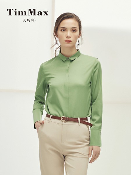 TIMMAX女装2022春夏季绿色衬衫