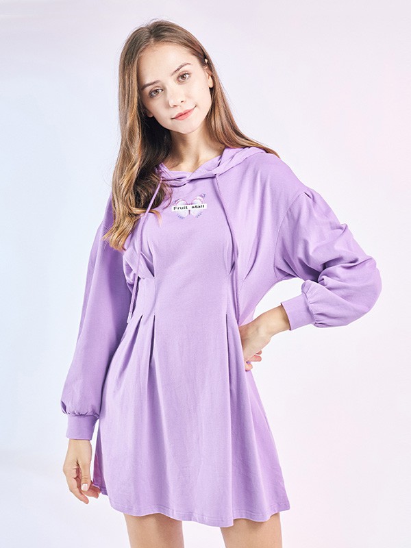 汤米诺女装2022春夏季紫色连衣裙