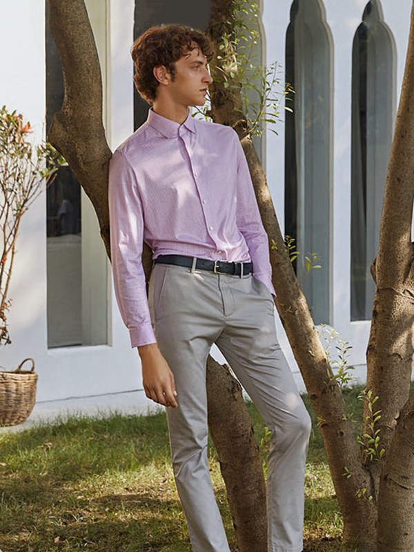 卡莱米路男装2022春夏季紫色衬衫