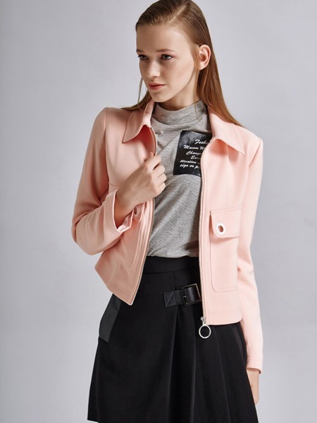艾露伊女装2022春夏季粉色外套