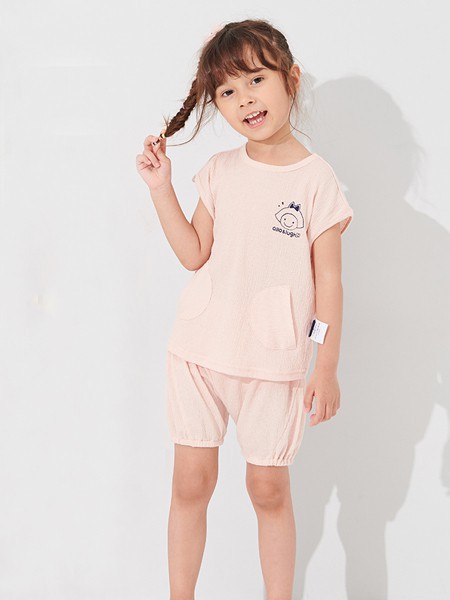 阿路和如 童装2022春夏季粉色T恤