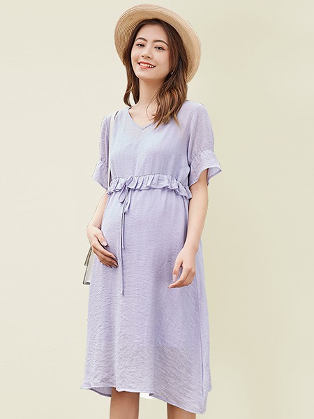 添吉2022春夏季紫色连衣裙