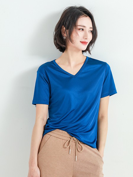 月光石女装2022春夏季蓝色T恤