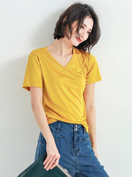月光石女装2022春夏季黄色T恤