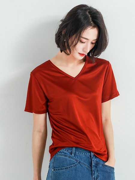 月光石女装2022春夏季红色T恤