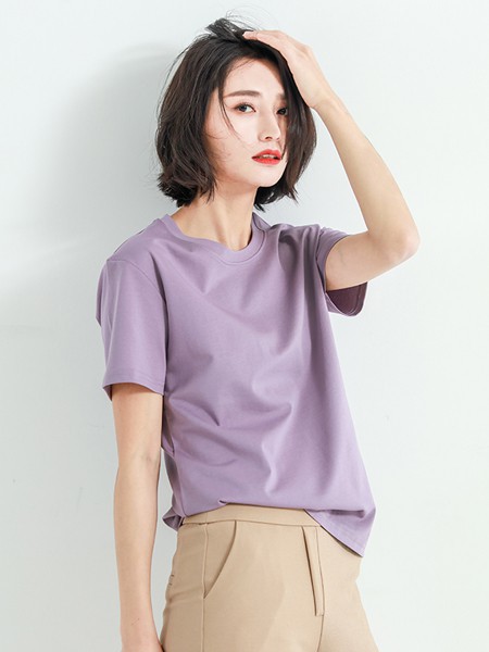 月光石女装2022春夏季紫色T恤