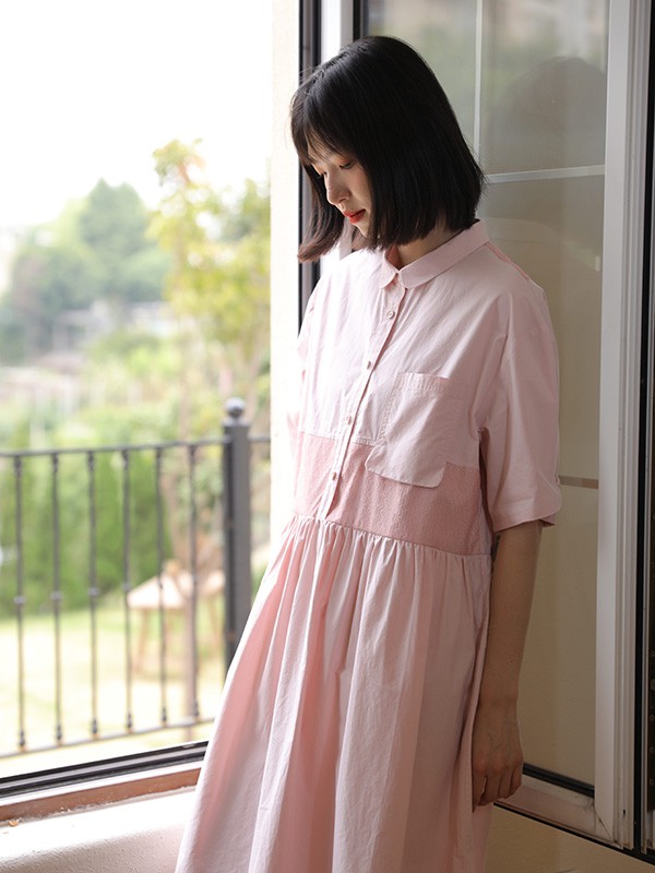 ​MO·陌2022春夏季粉色衬衫裙