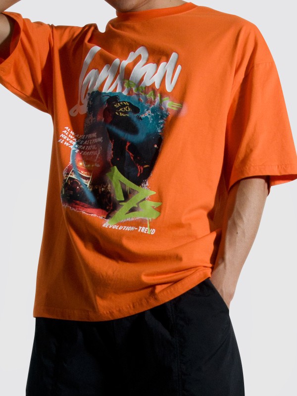 罗宾汉男装2022春夏季橙色T恤